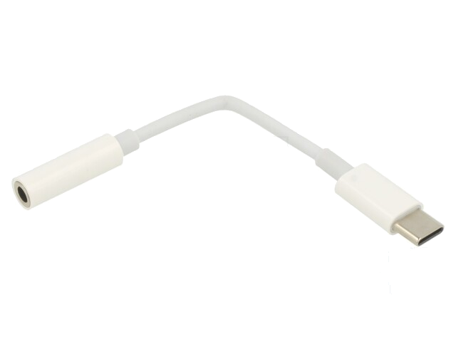 Adapter; Jack 3,5mm 4pin aansluiting,USB-C-stekker; 0,15m; wit Adapter; Jack 3,5mm 4pin aansluiting,USB-C-stekker; 0,15m; wit